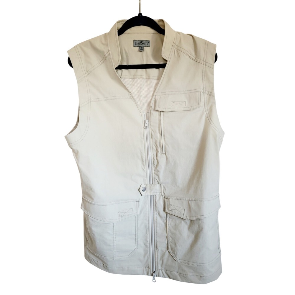 TravelSmith M Men's Vest Hunting Outdoors Fishing Photography Tan Zip‎ Up NWOT